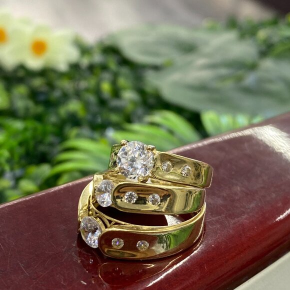 Juego Anillos de Matrimonio De Oro 10K Para Hombres y Mujeres Wedding Band	 Jueg - Picture 4 of 10